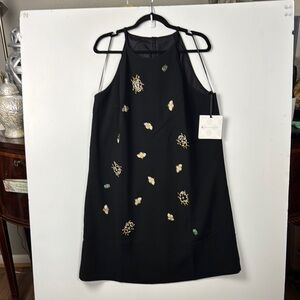 Victoria BECKHAM Black Sleeveless Dress with Gold & Jewel Accents NWT SZ 1X